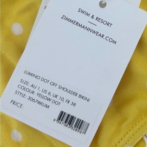 NWT Zimmermann Women's Lumino Polka Dot Ruffl Corset Bikini Set Size 1 $406 - Picture 6 of 6
